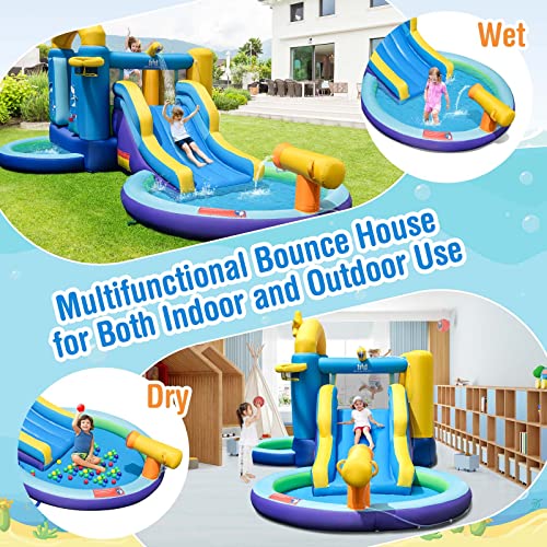 BOUNTECH Inflatable Water Slide, 2 in 1 Ocean Bounce House Water Slide with Ball Pit & Splash Pool for Kids Outdoor Fun, Bouncy Castle Waterslides Inflatables for Kids Boys Girls Backyard Party Gifts