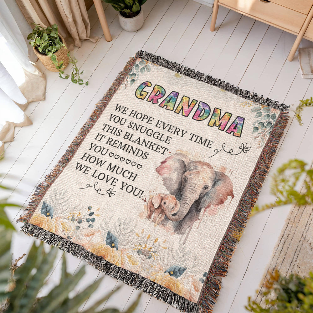 To My Grandma - Elephant Woven Blanket